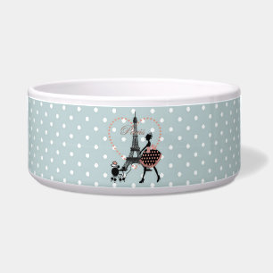 Écuelle Petite fille vintage romantique marchant caniche f