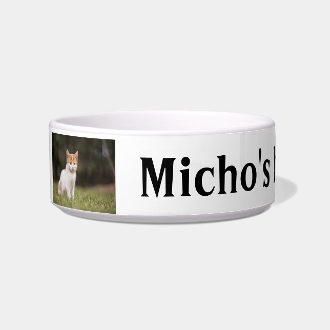 Écuelle Photo de chat personnalisée et nom nourriture ou b (Gauche)