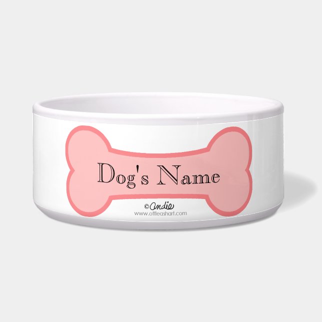Écuelle Pink Bone Personnalisé Chien Bowl (Devant)