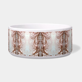 Écuelle Pink Ornate Pearl and Floral Ceramic Pet Bowl