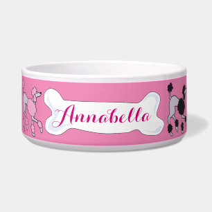 Écuelle PINK POODLE Nom personnalisable Dogfood Pet Bowl