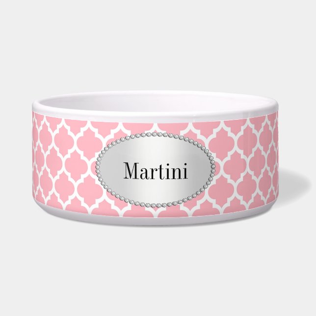 Écuelle Pink White Moroccan Quatrefoil (Devant)