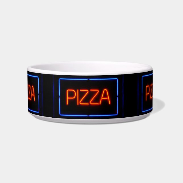 Écuelle PIZZA Blue et Red Neon Sign (Devant)