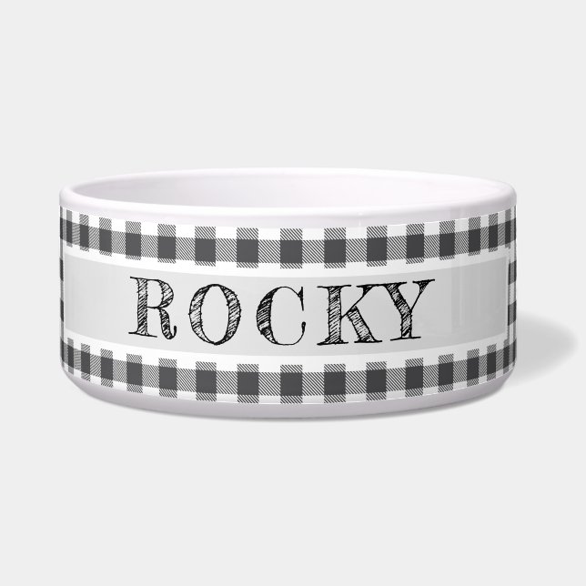 Écuelle Plaid Buffalo Noir et Blanc Rustique (Devant)