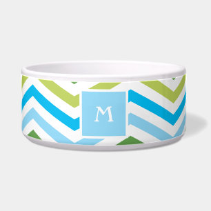 Écuelle Plat bleu et vert de chien de monogramme de
