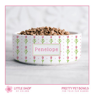Écuelle Pointe Polka Rose Floral Personnalisé Animaux