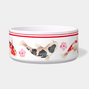 Écuelle POISSON japonais Floral KOI blanc et rouge