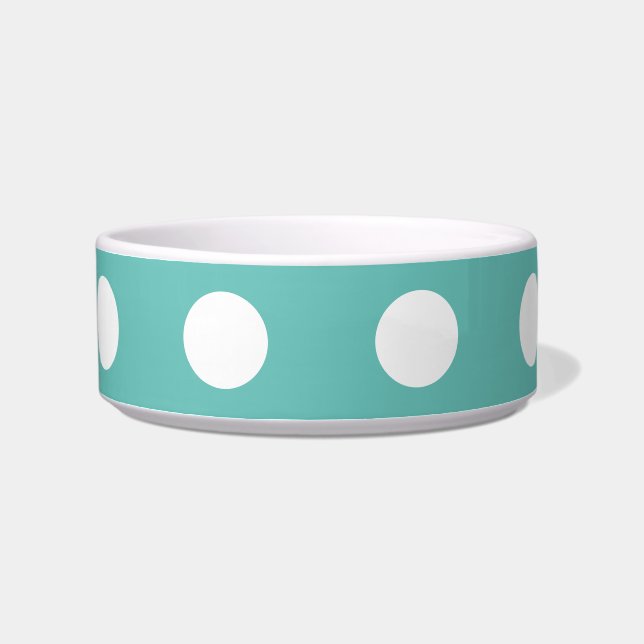 Écuelle Polka Dot Pet Bowl (Aqua & White) (Gauche)