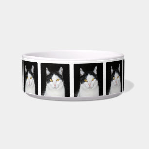 Écuelle Portrait de chat noir et blanc