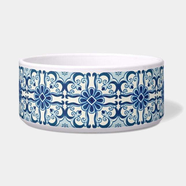Écuelle Portugais Azulejos Blue Floral Motif (Devant)