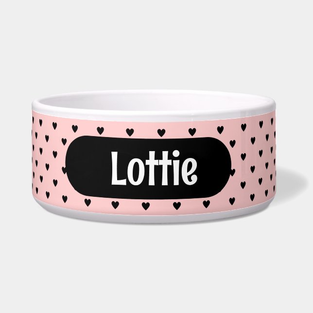 Écuelle Pour un animal simple Coeur noir sur Pachy Rose (Devant)