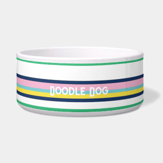 Écuelle Preppy Pastel Stripes Personnalisé Chien Bowel