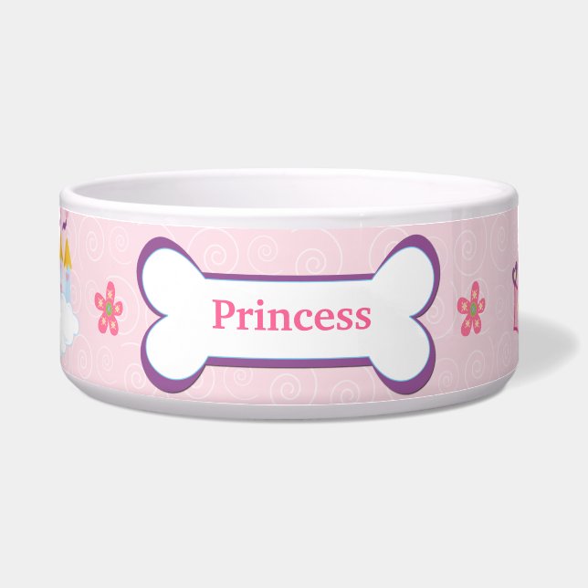 Écuelle Princess Custom Pet Chien Nourriture Bowl - Rose (Devant)