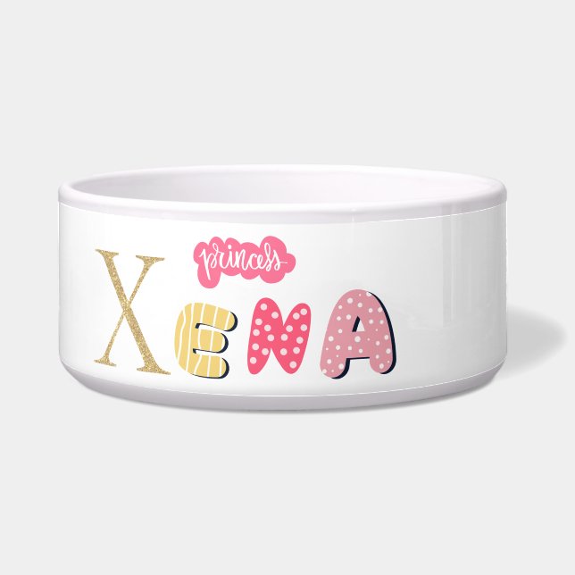 Écuelle princesse Xena - chiens et chats bol personnalisé (Devant)