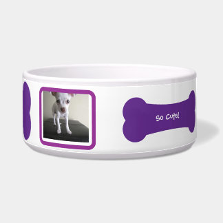 Écuelle Purple Chien Bone Photo Personnalisée Pet Bowl