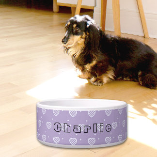 Écuelle Purple Hearts Pattern Ceramic Pet Bowl
