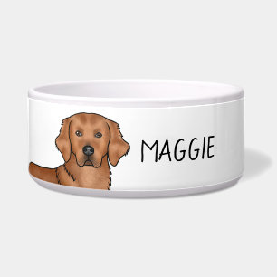 Écuelle Red Golden Retriever mignon chien et nom personnal