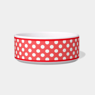 Écuelle Red Polka Dot Motif Petit bol de chien en céramiqu