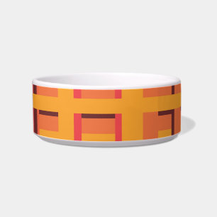 Écuelle Retro Brown Orange Yellow Stripes Motif Pet Bowl