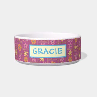 Écuelle Rétro Raspberry Patchwork Floral Personnalisé Chie