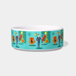 Écuelle Retro Space Age Cartoon Couple Pet Bowl