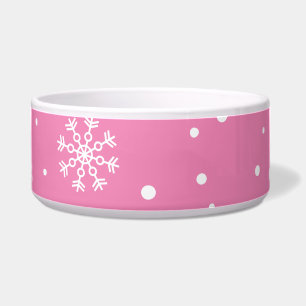 Écuelle Rose avec des À petits pois blancs et des flocons 