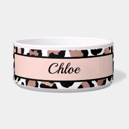Écuelle Rose Gold Black Empreinte de léopard cheetah Chien