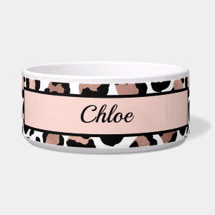 Écuelle Rose Gold Black Empreinte de léopard cheetah Chien