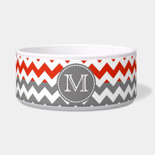 Écuelle Rouge blanc gris Chevron Zigzag Monogramme
