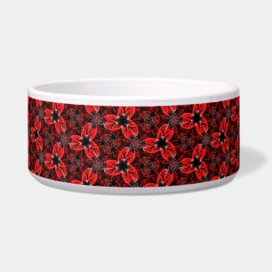 Écuelle Rouge et noir Floral Show Céramique Pet Bowl