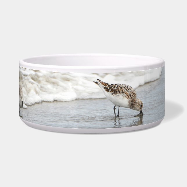 Écuelle Sandpipers sur la plage Photo Ceramic Pet Bowl (Devant)
