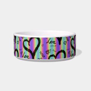 Écuelle Scribble Amour Coeur Xoxo Stripe Ceramic Pet Bowl