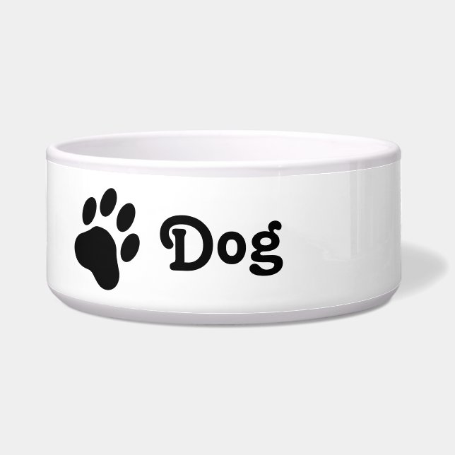 Écuelle Silhouette simple de patte de chien avec texte Chi (Devant)