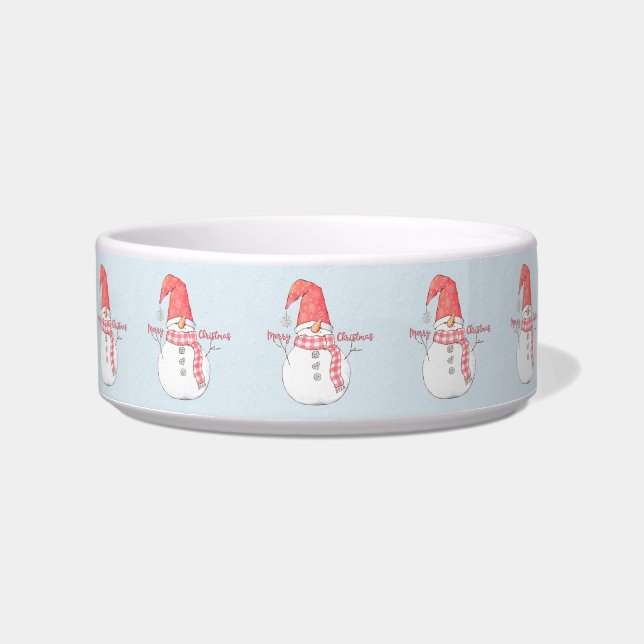 Écuelle Snowmen habillés pour hiver Joyeux chien de Noël a (Devant)