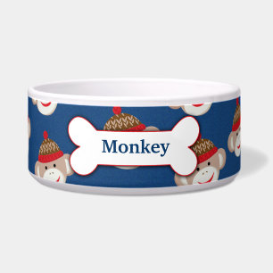 Écuelle Sock Monkey Custom Pet Dog Food Bowl - Bleu