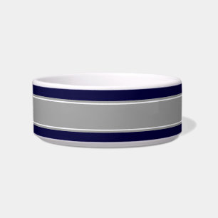 Écuelle Solid Navy Blue, Dark Gray Ribbon Nom Monogram