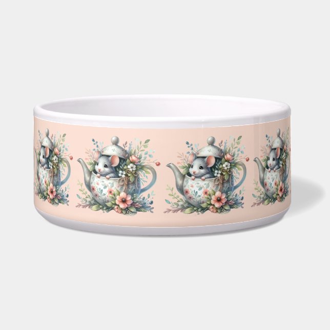 Écuelle Souris mignonne en théière florale Illustration th (Devant)