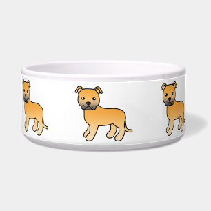 Écuelle Staffordshire Bull Terrier fauve dessin animé