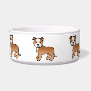 Écuelle Staffordshire Bull Terrier rouge et blanc