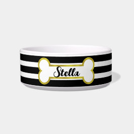 Écuelle Stripes & Gold Bone Customisé pour animaux domesti