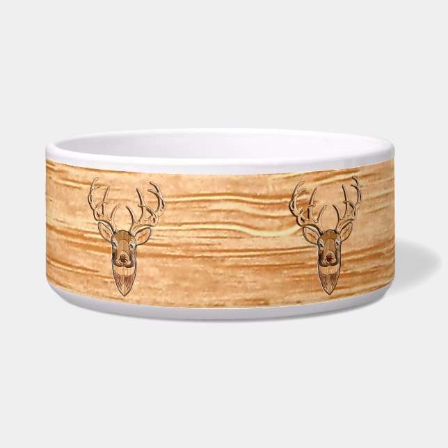 Écuelle Style White Tail Deer Head Wood (Devant)