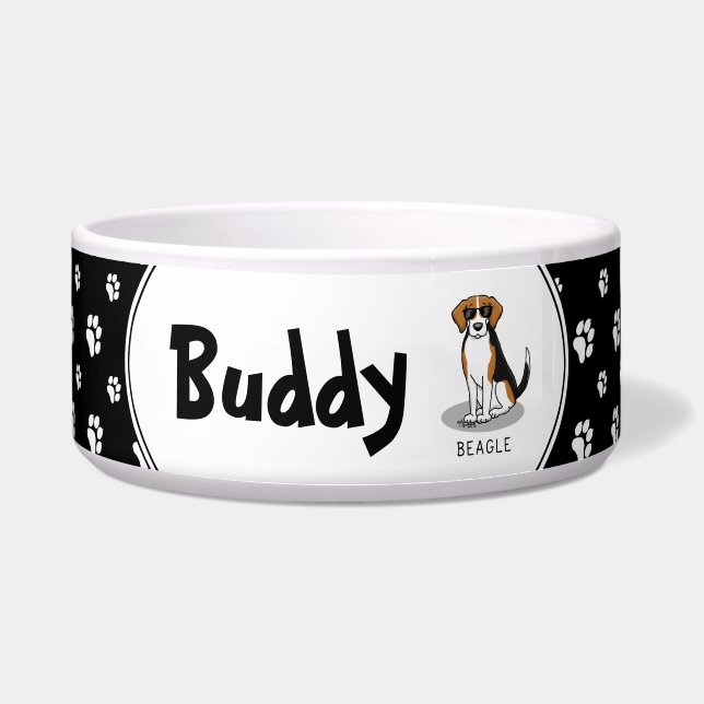 Écuelle Superbe Beagle avec Lunettes de soleil (tri couleu (Devant)