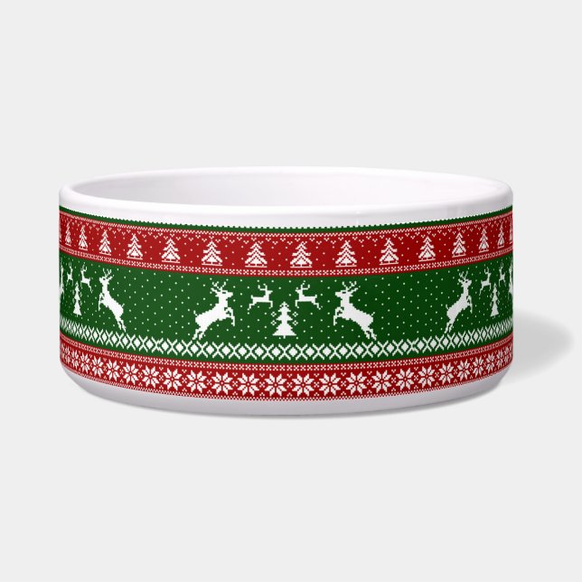 Écuelle Tasse en céramique pour animaux à pull de Noël lai (Devant)
