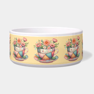 Écuelle Teacup Patchwork avec Fleurs Whimsical