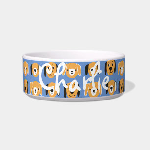 Écuelle Tête de chien jaune mignonne motif nom personnalis