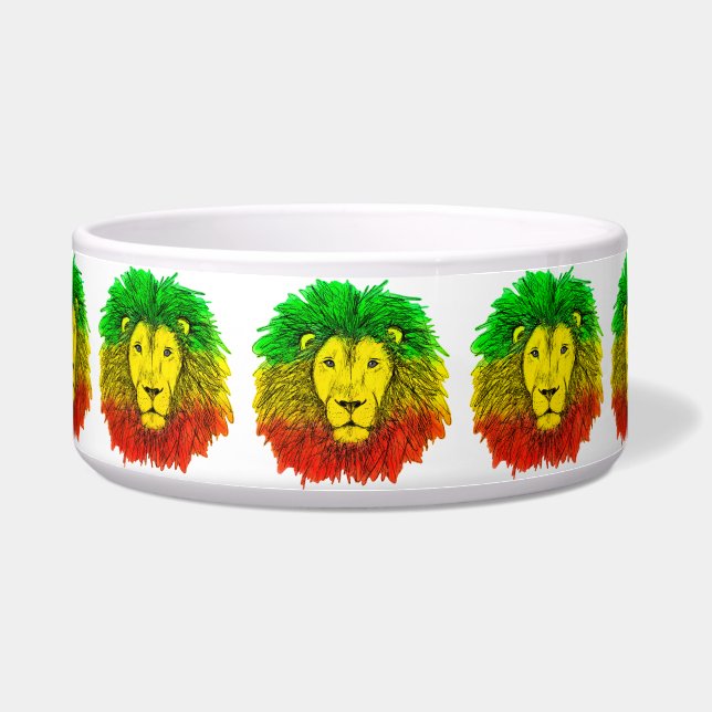 Écuelle Tête de lion Rasta rouge jaune vert dessin Jamaïqu (Devant)