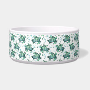Écuelle tortue de mer aquarelle verte motif bleu animal