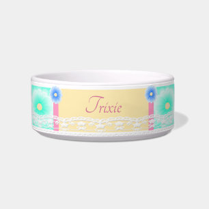 Écuelle Tri-Color Pastel Floral Personnalisé Pet Bowl