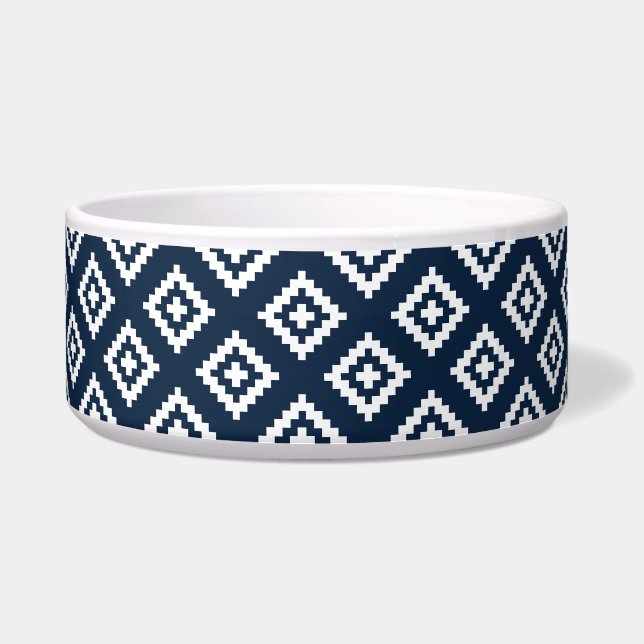 Écuelle Tribal, Aztec, Navy Blue and White Dog (Devant)