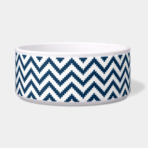 Écuelle Tribal Dog Bowl, Navy Blue et White Chevron